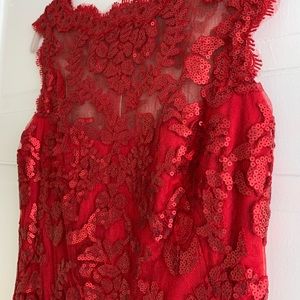 Red sequined Tadashi Shoji Cocktail Dress